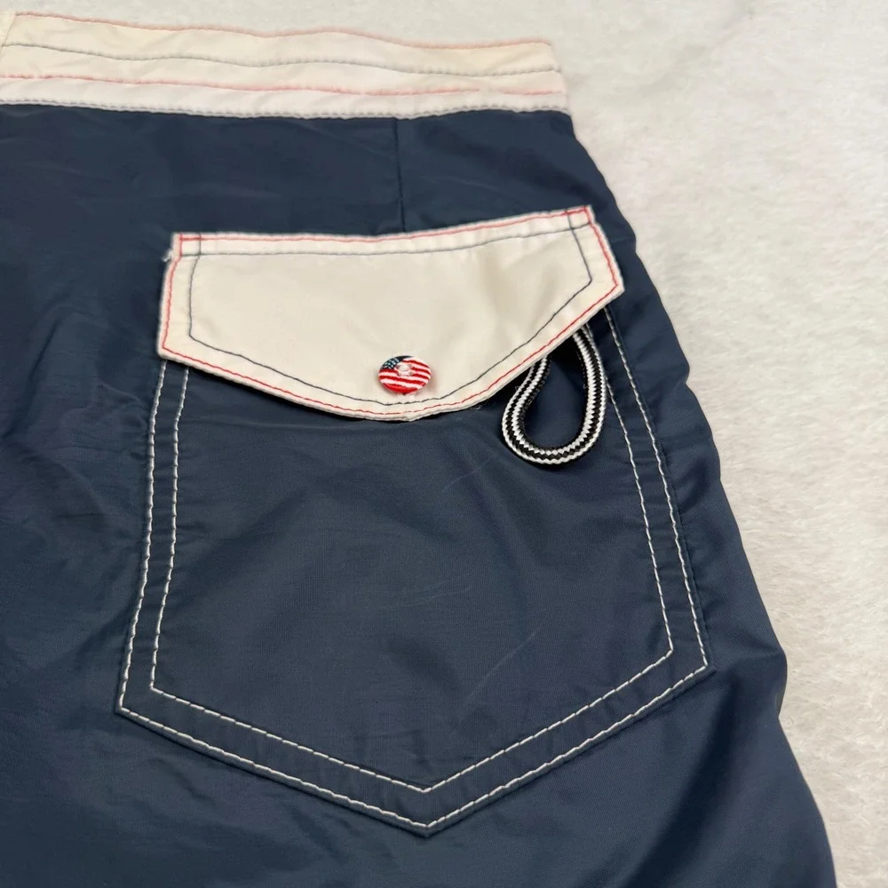 Birdwell Beach Britches Board Shorts Mens 39 Navy Blue Surf Trunks Made in USA